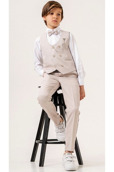 carino's kids Boy's Tuxedo Suit - Set of 4 with Vest, Bow Tie and Shirt