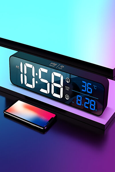 anaway shopping HD LED Ekranlı Aynalı Elektronik Saat Sıcaklık Tarih Dijital ...