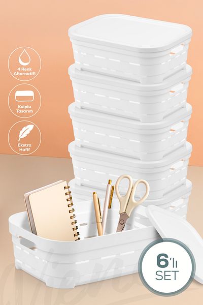 Vienev 6 Lid 2.8 Liter Perforated Storage Box White