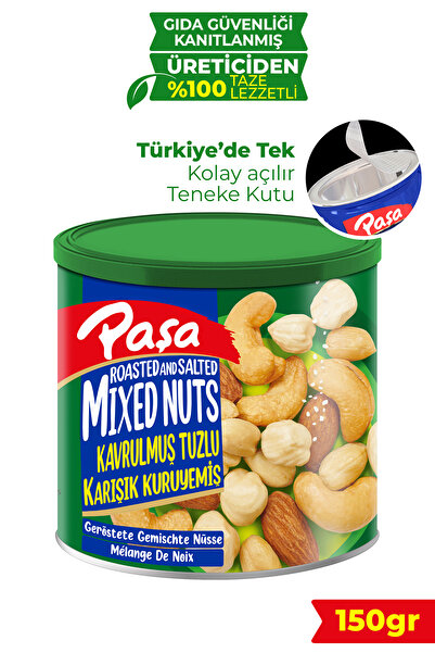 Paşa Kuruyemiş Kavrulmuş Karışık Kuruyemiş Teneke Kutu 150 gr