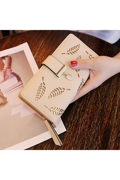 Generic Women's Wallet - Leaf - Beige
