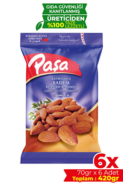 Paşa Kuruyemiş Kavrulmuş Badem Içi 70 gr X 6 Adet (420 GR)