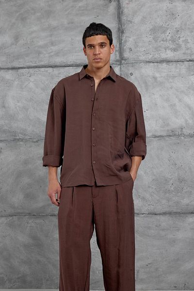 NOMARC Brown 512 Modal Fabric Oversize Suit Bottom Top