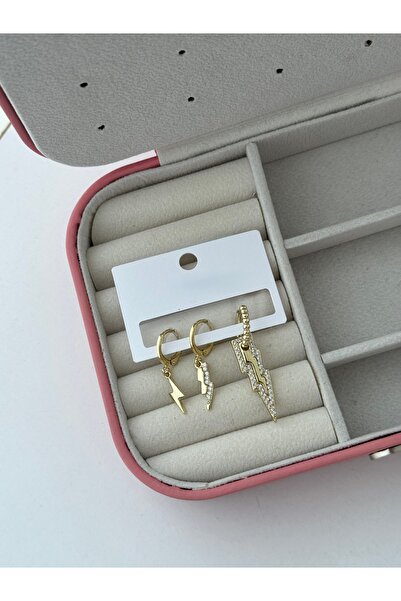 ADALYA ÇELİK GOLD ÜÇLÜ KÜPE