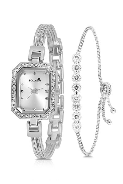 Polo Air Hasır Metal Kordon Kadın Kol Saati Zirkon Taşlı Su Yolu Bileklik Kom...