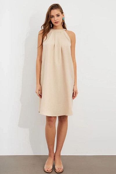 sorisso Shoulder Strap Linen Pocket Dress