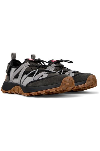 CAMPER Men's Black Genuine Leather Elastic Lace-Up Sneakers Hook And Loop Comfortable DriftTrail