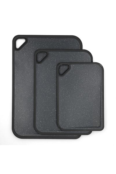 Parfait 3-Piece BPA-Free Dishwasher Safe Non-Slip Rectangular Cutting Board Dark Grey