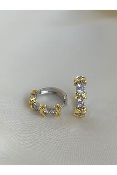 Twinssis Accessories أقراط دائرية من حجر الزركون XoX