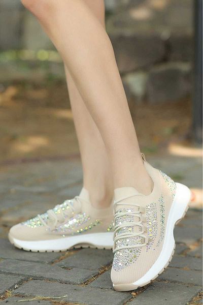LEYDİ SHOES LYON CREMA TRICOTAJ SPORT