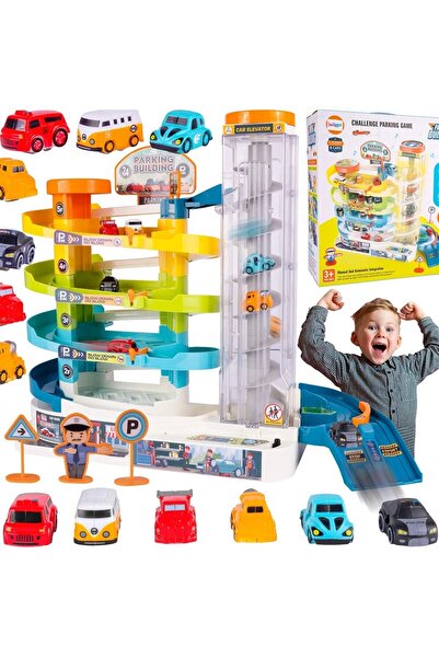 indiggo Super Electric Parking Set with Helipad, 5 Levels, 6 Cars Included, Lights, Sounds, and Elevator