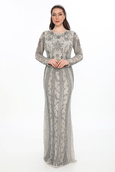 GATSBYLADY LONDON Laila Maxi – Silver Modest Evening Gown