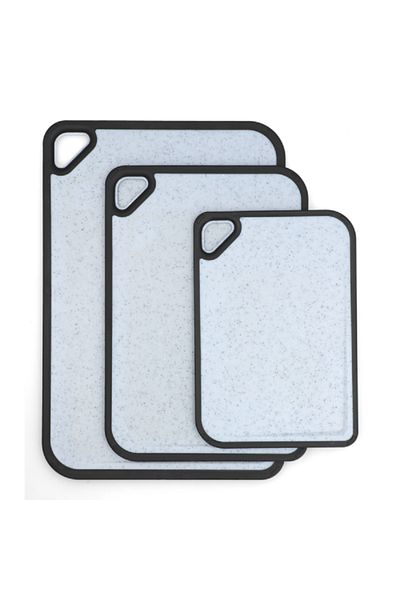 Parfait 3-Piece BPA-Free Dishwasher Safe Non-Slip Rectangular Cutting Board Set White and Black