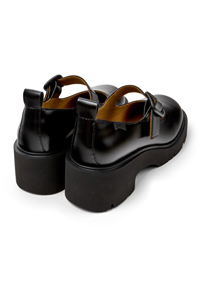 CAMPER Women's Black Genuine Leather Buckled Strap Heels with Comfortable Sole for Daily Use Milah