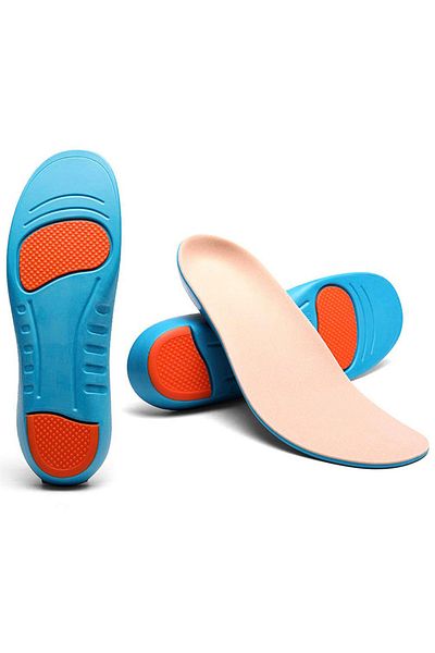 zenifique Set of 2 Orthopedic Foam Insoles, With Anti-Shock Cushions, Blue, Size 36-37