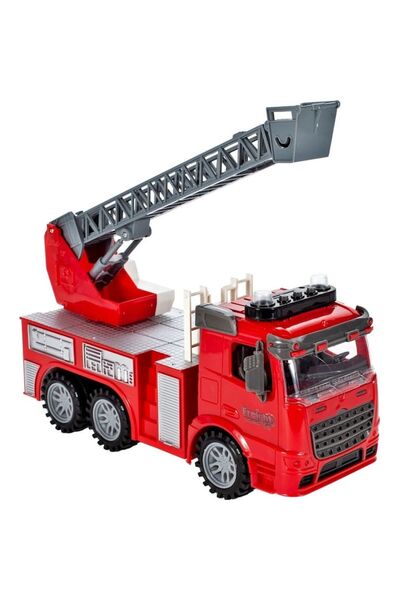 indiggo Interactive Fire Truck with Rotating and Extendable Ladder up to 48 cm, Flashing Lights and Realisti