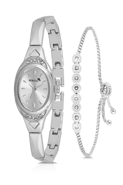 Polo Air Vintage Kadın Kol Saati Zirkon Taşlı Su Yolu Bileklik Kombin Gümüş R...