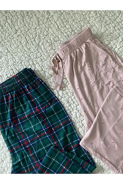 DÜVEN Pantaloni de pijama pentru femei din 2 piese - pijamale de calitate ultra cu fund unic