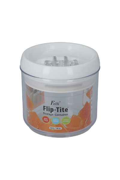 Felli Flip-Tite Cylindrical Storage Container Clear and White 400ml