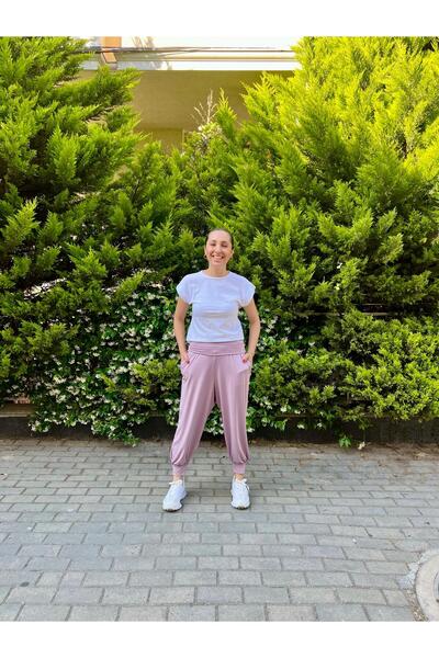 Dresslabtr Ροζ άνετο γυναικείο φούτερ με ελαστικό κάτω μέρος στον αστράγαλο