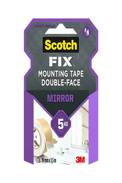 3M Scotch Fix High Quality Double-Face Mirror Mounting Tape Beige 19mm x 1.5m