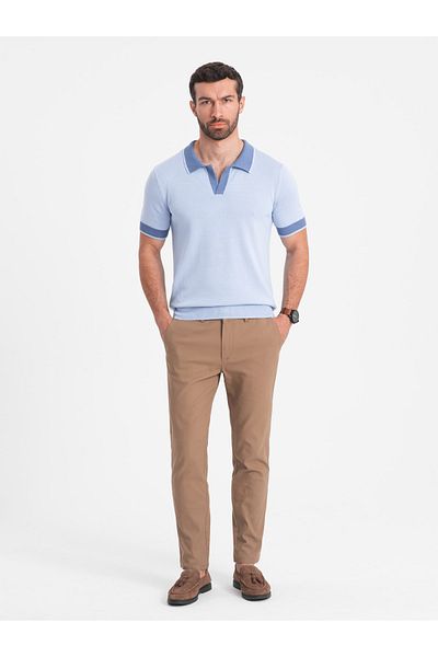 OMBRE Herren Slim Fit Chinohose - Hellbraun V2 OM-PACP-0186 XXL