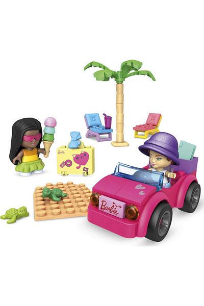 MEGA Mega Construx Barbie Beach Adventure Building Set, 70 Pieces and 10 Accessories