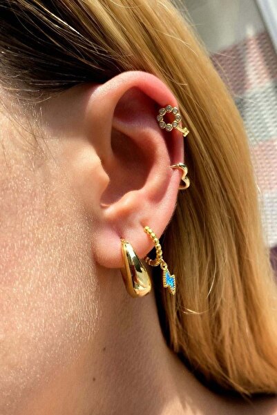 Spossy Silver Jewelry Kalp Piercing Küpe