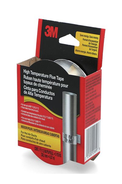 3M High Temperature Flue Tape for Hot Air Ducts Silver 1.5inch x 5yd