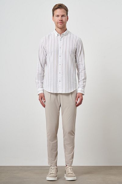 Morven Men's Mink Linen Dynamic Fit Button Collar Shirt