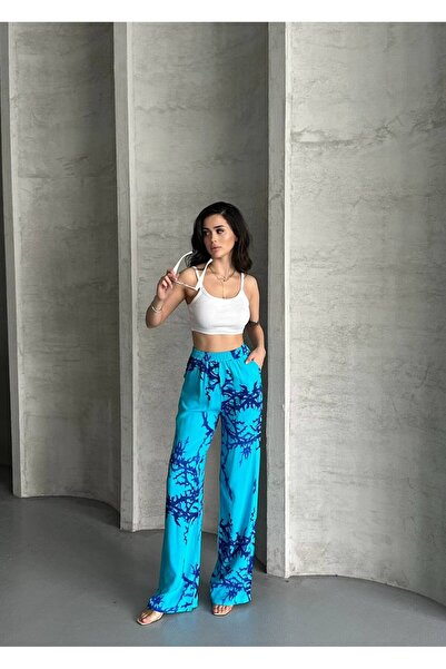 VOLT CLOTHİNG Pantaloni Palazzo cu model șal din țesătură de viscoză pentru femei