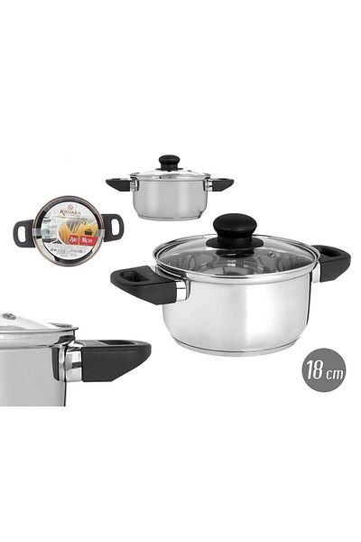 kinvara Stainless Steel Pot with Glass Lid 1.8 Liters, 18 cm Diameter