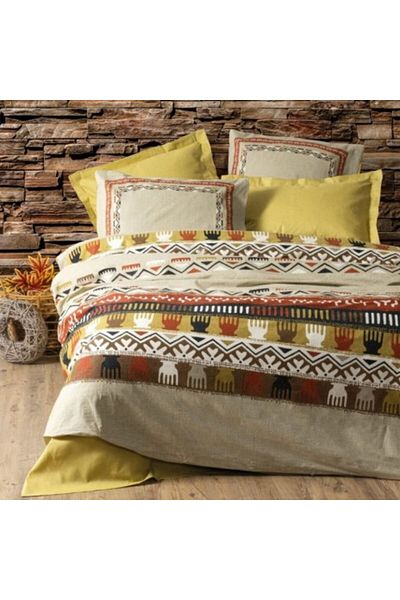 Cotton Box Lenjerie pat dublu bumbac 100% ranforce, Cotton Box, Magnus Mustard
