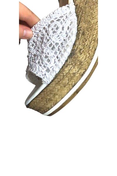 AYDOĞDU by ünal White Knitted Wedge Slippers