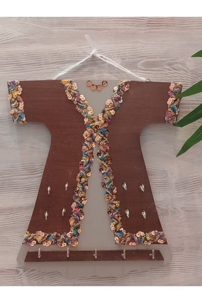 Firuze Hediyelik حامل مجوهرات جداري بتصميم القفطان، حامل قلادات، تعليقة جدارية