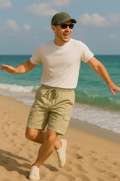 Pobudo Mold Green Cargo Pocket Parachute Fabric Men's Shorts