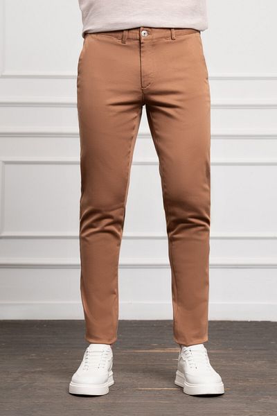 Morven Men's Camel Slim Fit Slim Fit Chino Trousers