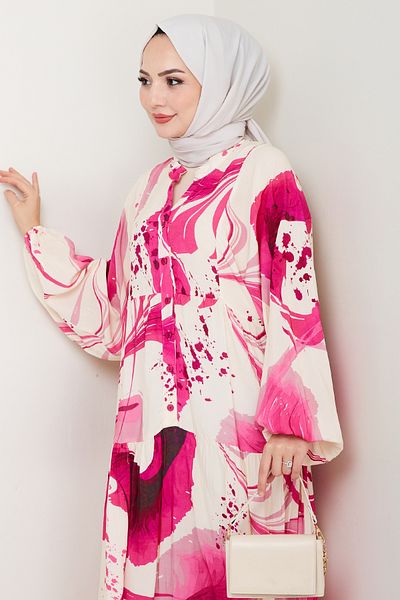 InStyle Rochie din viscoză cu model de imprimare digitală roz