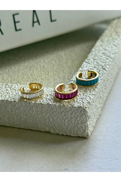Rossetto Atelier Pink Baguette Stone Gold Earcuff