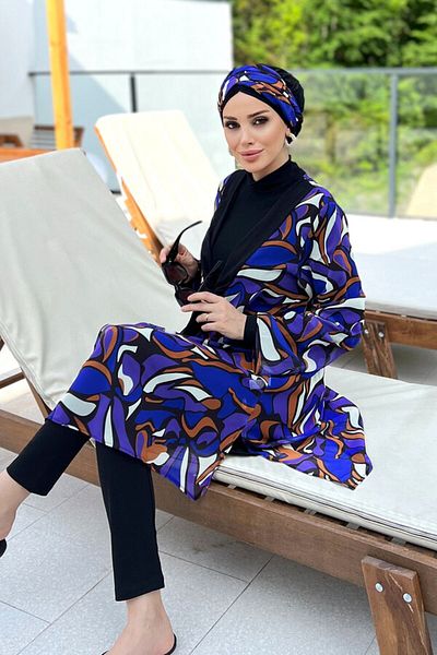 Adasea Τριπλό Pareo Lycra Πλήρως Καλυμμένο Μαγιό Emmy 4561 Μαύρο