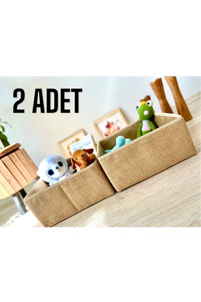 aydev home collection 2 Pieces Jute Kids Room Closet Drawer Organizer Storage Box Organizer