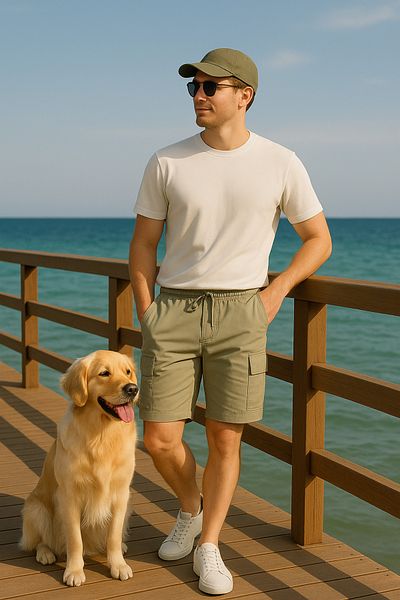 Pobudo Mold Green Cargo Pocket Parachute Fabric Men's Shorts