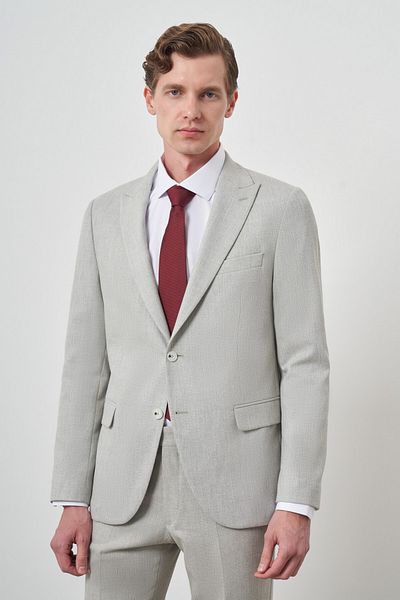 Morven Men's Gray Trend Polyviscon Slim Fit Pointed Collar Suit