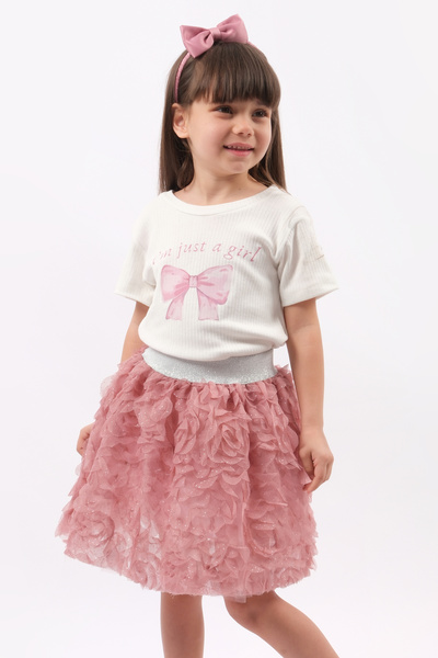 lilico Set tutu dublu cu imprimeu cu detaliu de flori roz