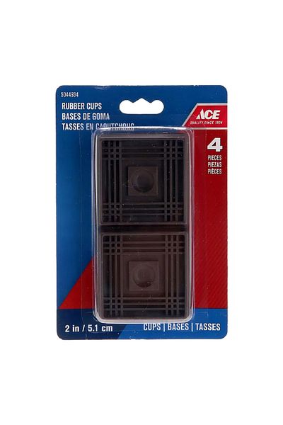 ACE Square Shape Rubber Non-Slip Furniture Caster Cups Brown 5.1cm