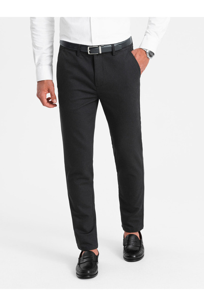 OMBRE Klassische Herren Chinohose mit feiner Struktur - schwarz V5 OM-PACP-01...