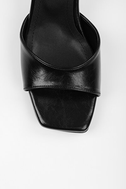 Shoeberry Women's Sarge Black Shiny Skin Heeled Shoes