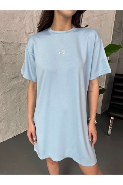Elif Özbey Butik Βρεφικό μπλε κοντομάνικο φόρεμα με λεπτομέρεια