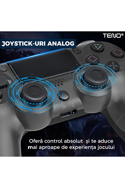Teno Controller Wireless DoubleShock Teno®, compatibil cu PS4, joystick-uri analog, gri metalic