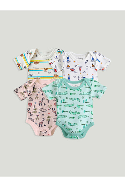 luay طقم ملابس نوم للجنسين من القطن العضوي مطبوع عليه سحلية ومنارة وفيل وسيار...